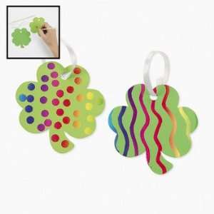 Green Magic Color Scratch Shamrock Ornaments   Craft Kits & Projects 