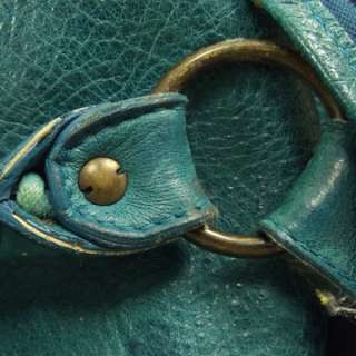 BALENCIAGA Leather DAY Hobo Bag Purse Turquoise  