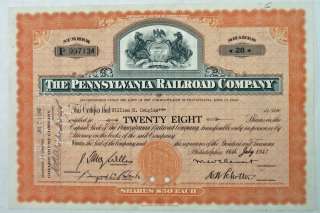 THE PENNSYLVANIA RAILROAD Co. 1947 STOCK CERTIFICATE  