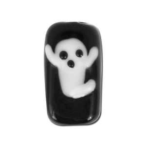  18mm Ghost on Black Glass Lampwork Beads Arts, Crafts 