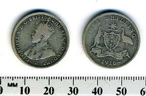 Australia 1916 M   1 Shilling Silver Coin  