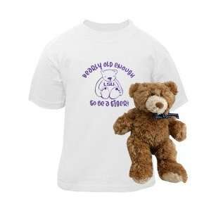 LSU Tigers Infant White Bearly Old Enough T shirt w/Teddy Bear (0 3 