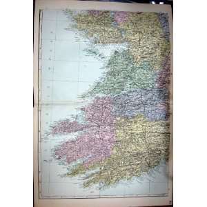   MAP 1884 SOUTH WEST IRELAND RIVER SHANNON CORK GALWAY
