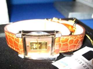 Croton 23kt Gold Plate & Diamond Suisse Ingot Watch  