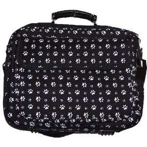  puter Briefcase   Black with White Paw Prints 