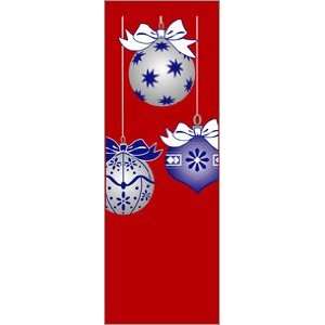  30 x 60 in. Holiday Banner Blue & Silver Ornaments Red 