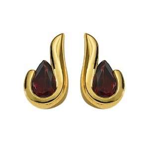  18ct Yellow Gold Garnet Stud Earrings: Jewelry