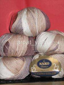 Lot 5 Muti Khaki 65%Cashmere Bamboo knitting Yarn worst  