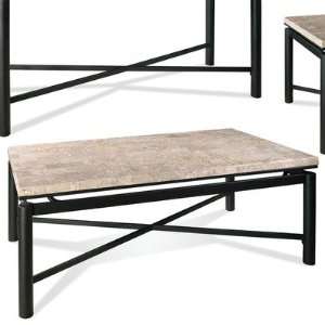  Paloma White Marble Top Cocktail Table in Black: Home 