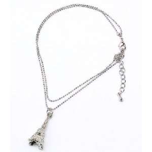  Paris Eiffel Tower Statue Charm Anklet with Crystals 