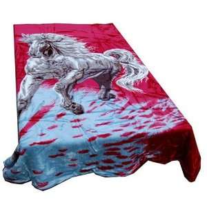  Queen Size Horse Korean Mink Blanket   Red