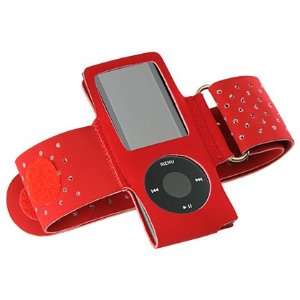  Premium Red Armband Case for Apple Ipod Nano 4 + Lcd 