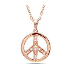 10k Pink Gold 1/10 CT TDW Diamond Fashion Pendant With Chain (G H, I2 