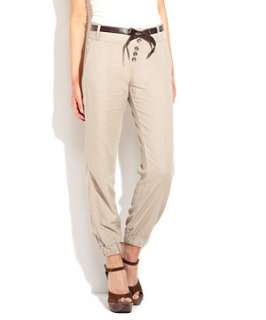 Stone (Stone ) Linen Harem Trousers With Belt  236029216  New Look