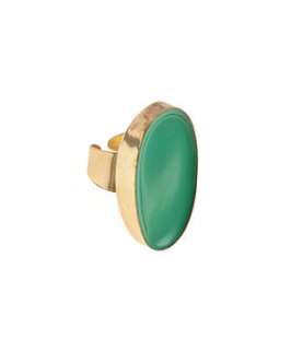 Gold (Gold) Pieces Oval Green Ring  245933193  New Look