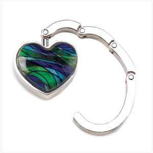 Multi Color Heart Art Glass Handbag Hanger Purse Hook  