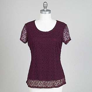 Short Sleeve Lace Top  Notations Clothing Womens Tops 