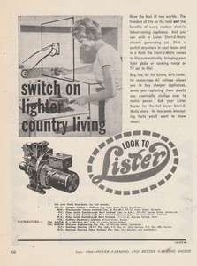   1965 LISTER START O MATIC ELECTRIC GENERATOR Advertisement  