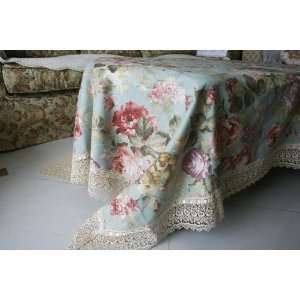  Elegant Victorian Roses w/lace Suede Table Cloth59x87 