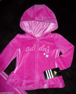 Adidas Kinder Mädchen Jogginganzug Samt Pink Jacke + Hose Suit 18 