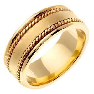   Braided Mens 8 Mm 18K Yellow Gold Comfort Fit Wedding Band: Jewelry