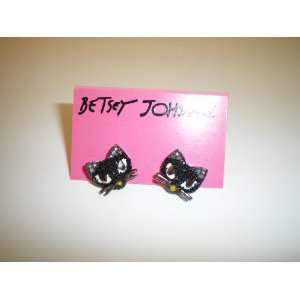    New Betsey Johnson Black Kitty Cat Stud Earrings: Everything Else