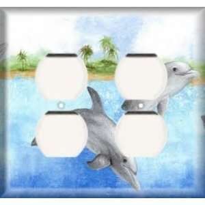    Double Duplex Outlet Cover   Playful Dolphins