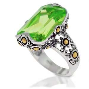   Jewelry Bali Style Sterling Silver Emerald Cut Peridot Color Jewelry