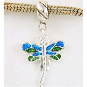  Dragonfly Enamel Silver Plated Dangle Charm Everything 
