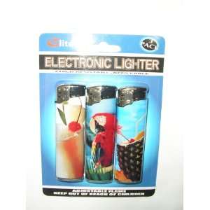   Child Resistant Electronic Lighter ~ 3 Pack ~ Cocktail Drinks & Bird