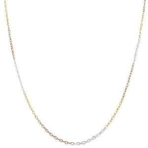   Tri color Gold over Sterling Silver 1.1 mm Flat Cable Chain (36 Inch