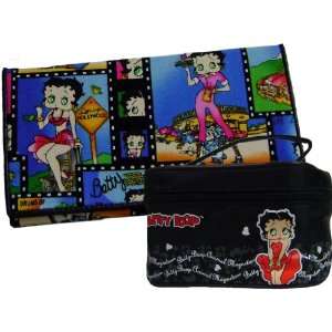   Boop Blue Collage Long Wallet and Black Cosmetic Case Toys & Games