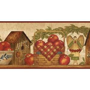 Burgundy Apple Season Wallpaper Border 