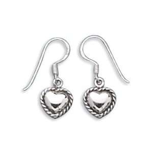   Heart With Rope Edge Earrings On French Wire CleverSilver Jewelry