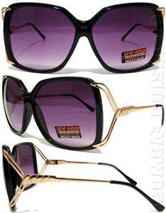 Womens Oversized Sunglasses Vintage Style Smoke Gold Black P13  