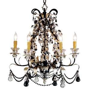  Silver and Black Beaded 7 Light Chandelier