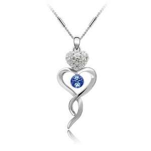  Jewelry Locker Blue and Clear Swarovski Crystals Heart 