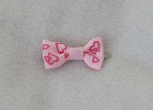 Pink Hearts Dog Hair Bow Ribbon Accessory  