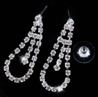   Rhinestone Crystal Clear Bridal Wedding Necklace Earrings 1set  