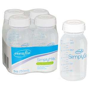Evenflo SimplyMilk Breast Milk Storage Bottles, 5oz 4pk BPA FREE 