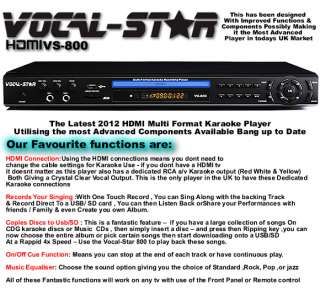 VOCAL STAR 800 HDMI CDG DVD KARAOKE MACHINE PLAYER 2 MICROPHONES 