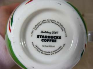 Starbucks 2007 Christmas Candy Cane Coffee Mug 12 oz  