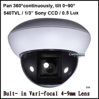 Sony CCD 540TV Lines 360 Deg continuous rotation CCTV System 