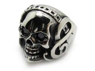   silver stainless steel skull love music guitar party ring gift  