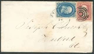   63,65var, “Dark Rose” shade both tied on small cover w/letter, VF