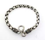 Bali Square Link 5mm 925 Sterling Silver Chain Mens Bracelet Black 
