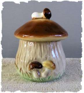 Vintage Lefton Mushroom Forest Condiment Jelly Jar NICE  