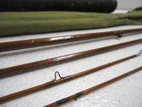 Antique Split Bamboo 4 Pc 8 FT Fly Fishing Rod W/ Canvas Case & Tube 