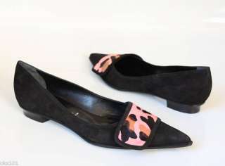 new CASADEI black flats ANIMAL PRINT STRAP shoes 35 5  