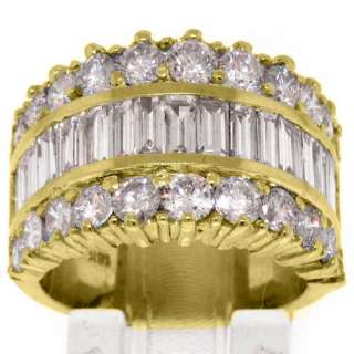 68 CARAT WOMENS BAGUETTE ROUND CUT DIAMOND RING WEDDING BAND YELLOW 